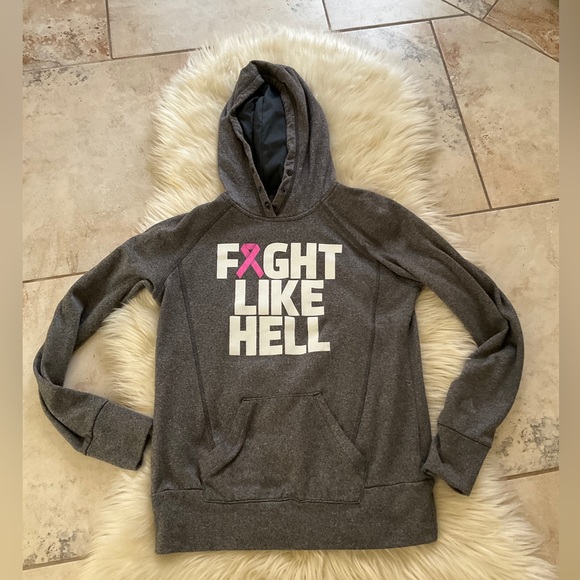 Adidas Ultimate Gray Hoodie "Fight Like Hell" Cancer Small - Picture 1 of 9